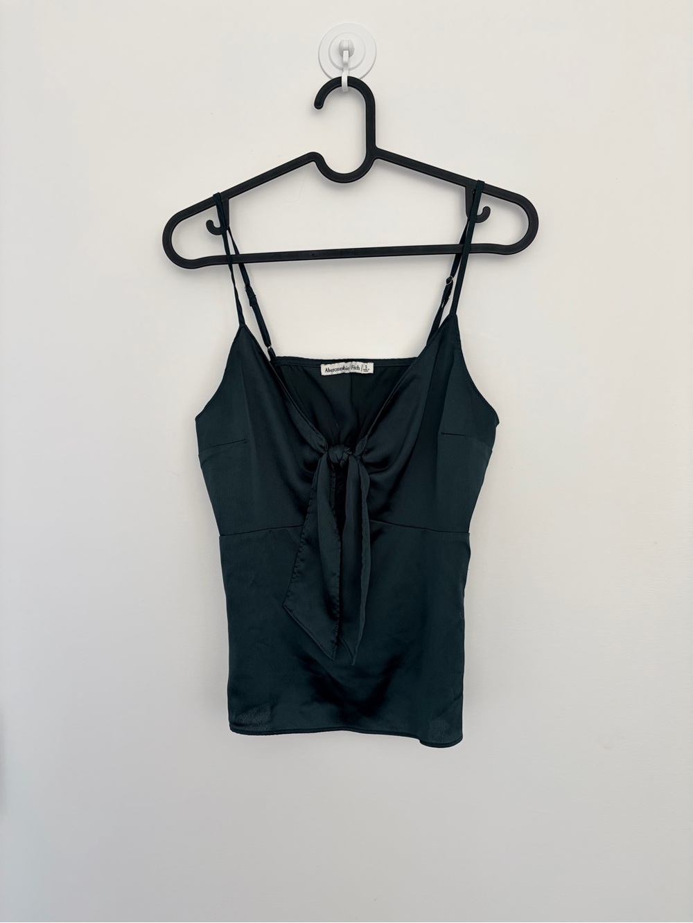 Abercrombie & Fitch Dark Green Satin Tie-Front Cami
